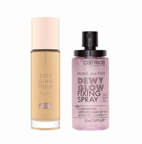Catrice | Prime & Fine Illuminating Dewy Glow Spray & Soft Glam Filter Fluid 020 Bundle | Full Coverage Makeup | Vegan & Cruelty Free