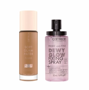 Catrice | Prime & Fine Illuminating Dewy Glow Spray & Soft Glam Filter Fluid 065 Bundle | Full Coverage Makeup | Vegan & Cruelty Free