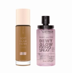 Catrice | Prime & Fine Illuminating Dewy Glow Spray & Soft Glam Filter Fluid 080 Bundle | Full Coverage Makeup | Vegan & Cruelty Free