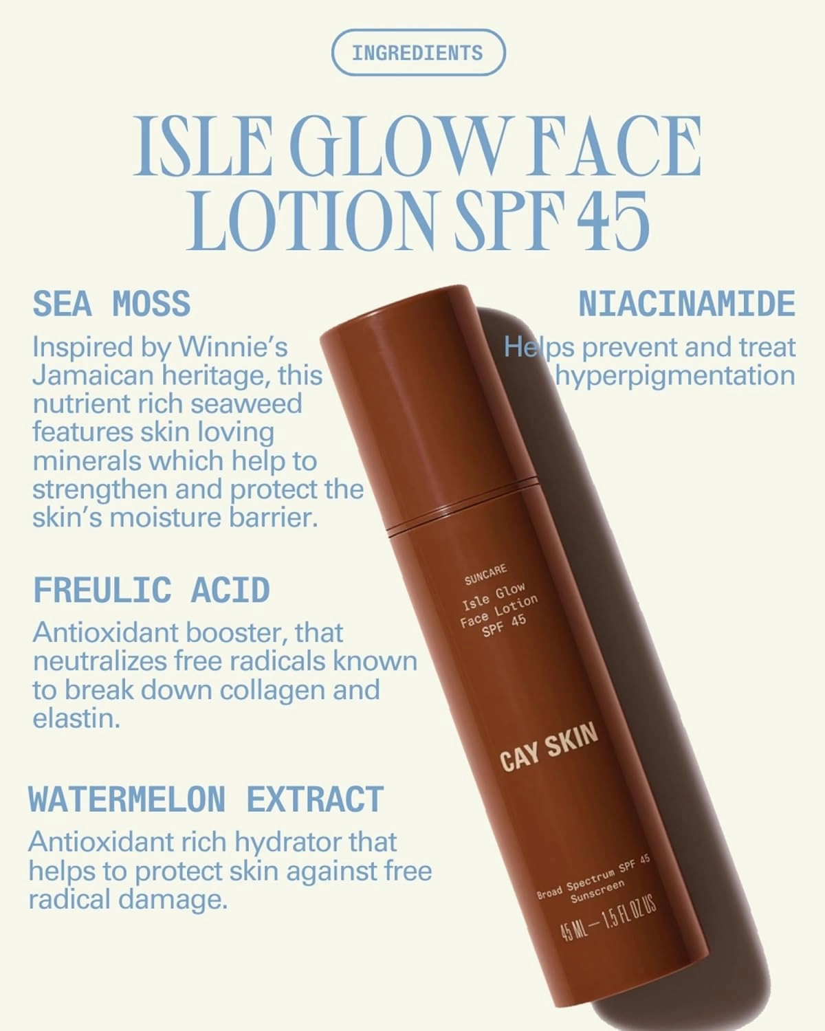 Cay Skin Isle Glow Face Moisturizer SPF 45 – Illuminating Moisturizer, Broad Spectrum Sunscreen   Makeup Primer – Lightweight, Pearlescent Formula with Radiant Finish for All Skin Types – 2-Pk, 1.5 oz
