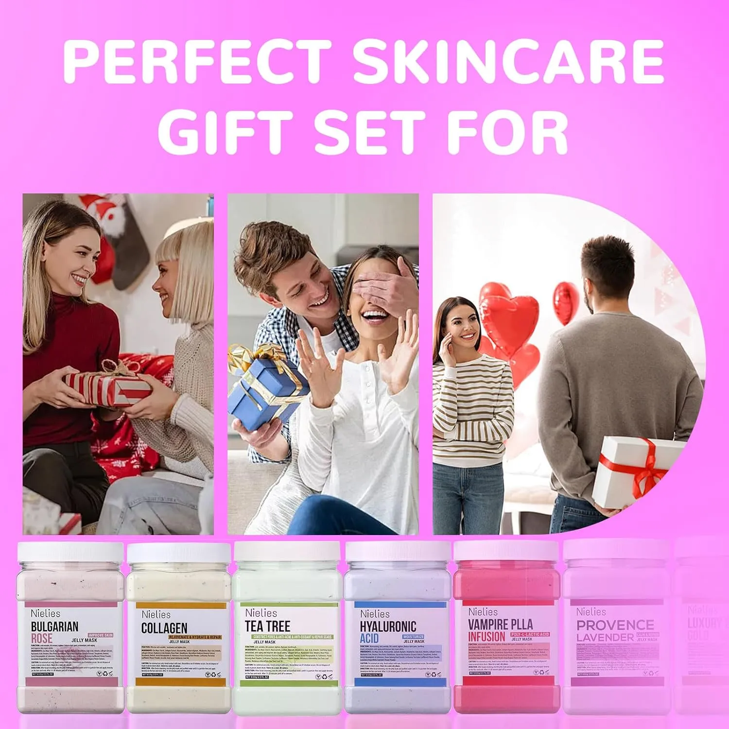 Chamomile Vajacial Peel-Off Jelly Mask Set, Jelly Mask For Facials, Face Mask For Instant Hydration, Vegan Peel Off Face Mask, Facial Skin Care For Smoothing, Moisturizing, Cleansing