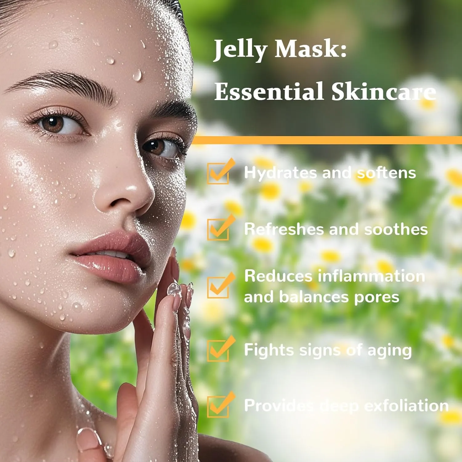 Chamomile Vajacial Peel-Off Jelly Mask Set, Jelly Mask For Facials, Face Mask For Instant Hydration, Vegan Peel Off Face Mask, Facial Skin Care For Smoothing, Moisturizing, Cleansing
