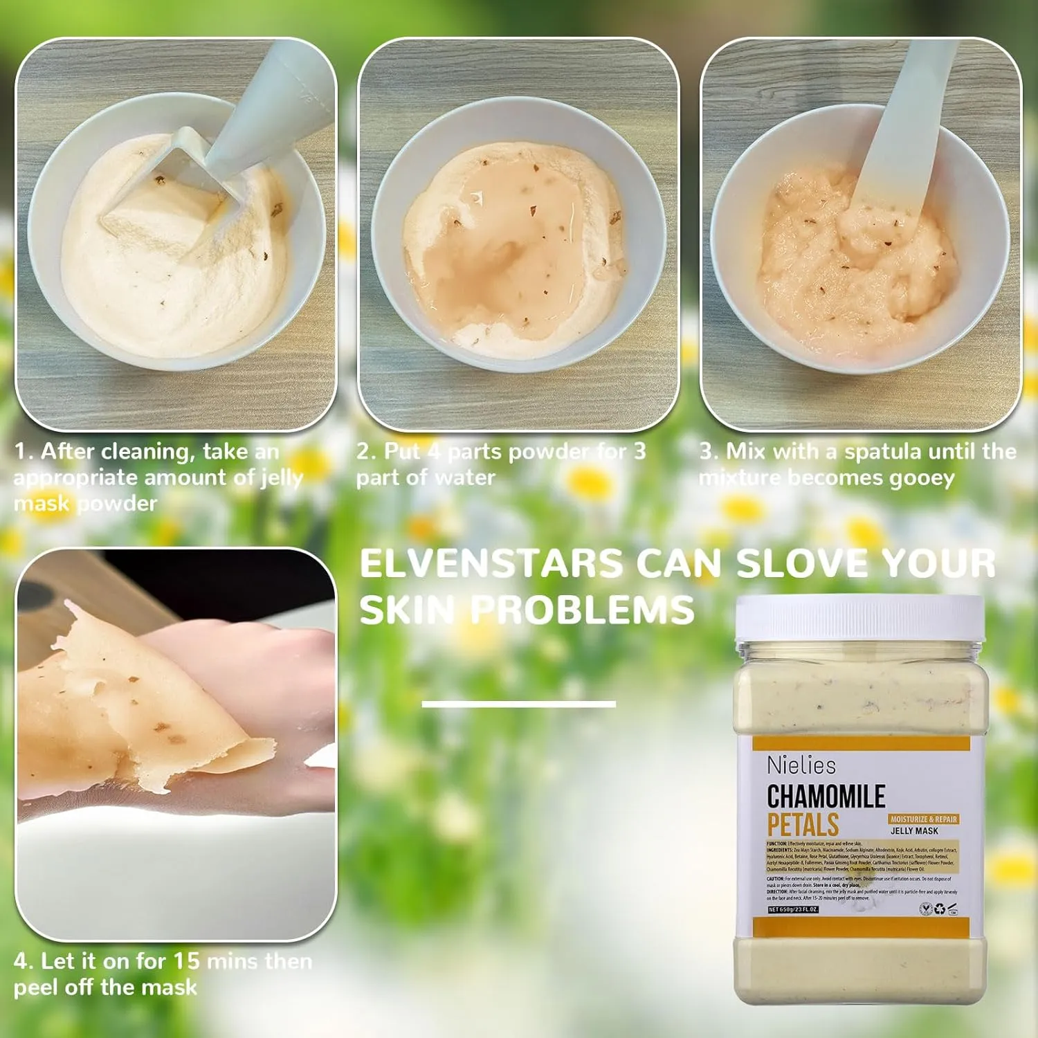 Chamomile Vajacial Peel-Off Jelly Mask Set, Jelly Mask For Facials, Face Mask For Instant Hydration, Vegan Peel Off Face Mask, Facial Skin Care For Smoothing, Moisturizing, Cleansing