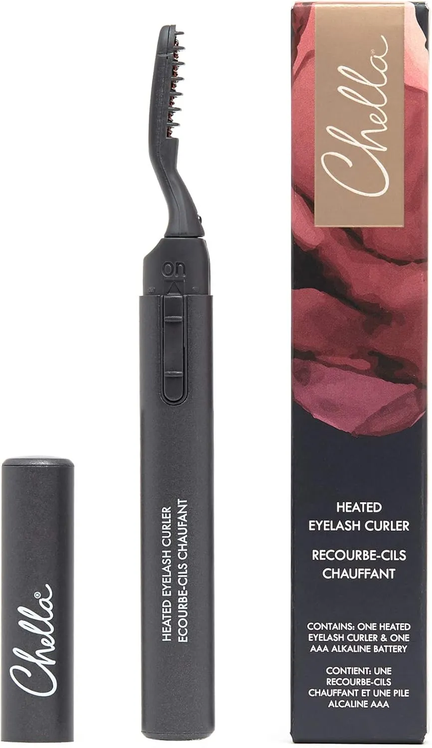 Chella Heated Eyelash Curler with Included AAA Battery - Safe and Gentle Won't Damage Your Eyelashes, Non-Rechargeable AAA Battery