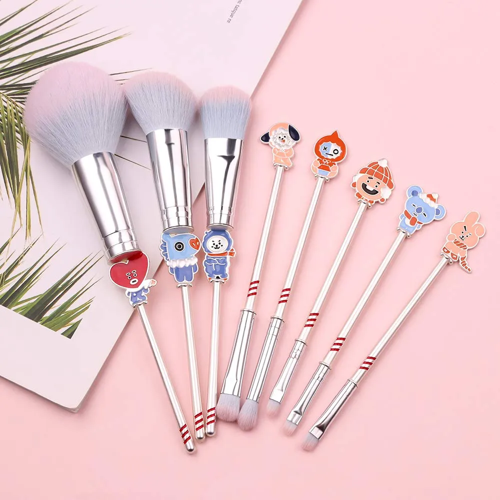 Christmas Makeup Brush Set 8pcs Premium Synthetic Santa Cartoon Makeup Brushes Professional Brushes Set Make up Brush Kit Foundation Powder Blush Eyeshadow Eyebrow Contour concealer Merry Christmas Makeup Brushes Set 15-1