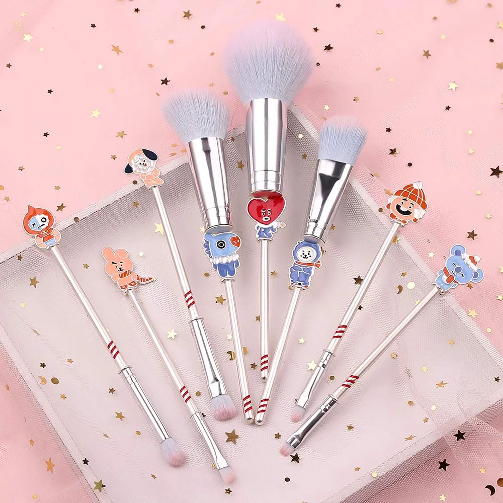 Christmas Makeup Brush Set 8pcs Premium Synthetic Santa Cartoon Makeup Brushes Professional Brushes Set Make up Brush Kit Foundation Powder Blush Eyeshadow Eyebrow Contour concealer Merry Christmas Makeup Brushes Set 15-1