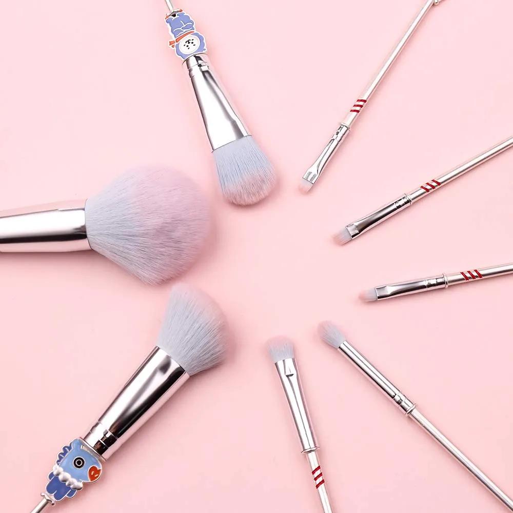 Christmas Makeup Brush Set 8pcs Premium Synthetic Santa Cartoon Makeup Brushes Professional Brushes Set Make up Brush Kit Foundation Powder Blush Eyeshadow Eyebrow Contour concealer Merry Christmas Makeup Brushes Set 15-1