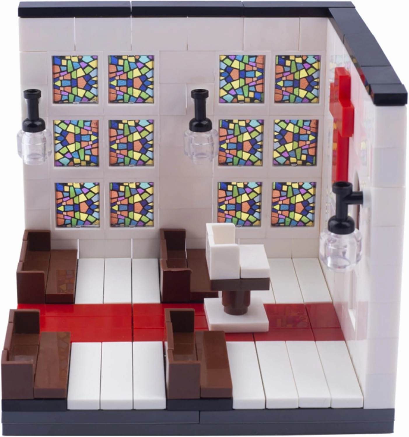 Church Building Block Kit, Display Case Sets, Compatible with Major Brands Bricks, Toy to Combine with Starter Course, Gift for Kids 3 and Up (Church)