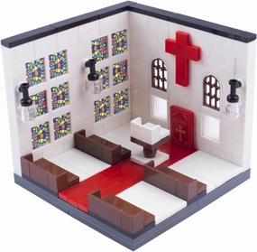 Church Building Block Kit, Display Case Sets, Compatible with Major Brands Bricks, Toy to Combine with Starter Course, Gift for Kids 3 and Up (Church)