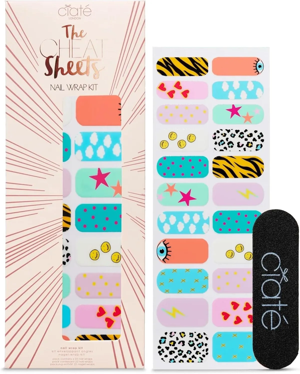 Ciaté London Cheat Sheets Nail Wraps in Fun Fair, Nail Art Sheet, Easy-to-Apply Manicure Stickers, No Dry Time, Lasts Up to 7 Days, Includes Nail File