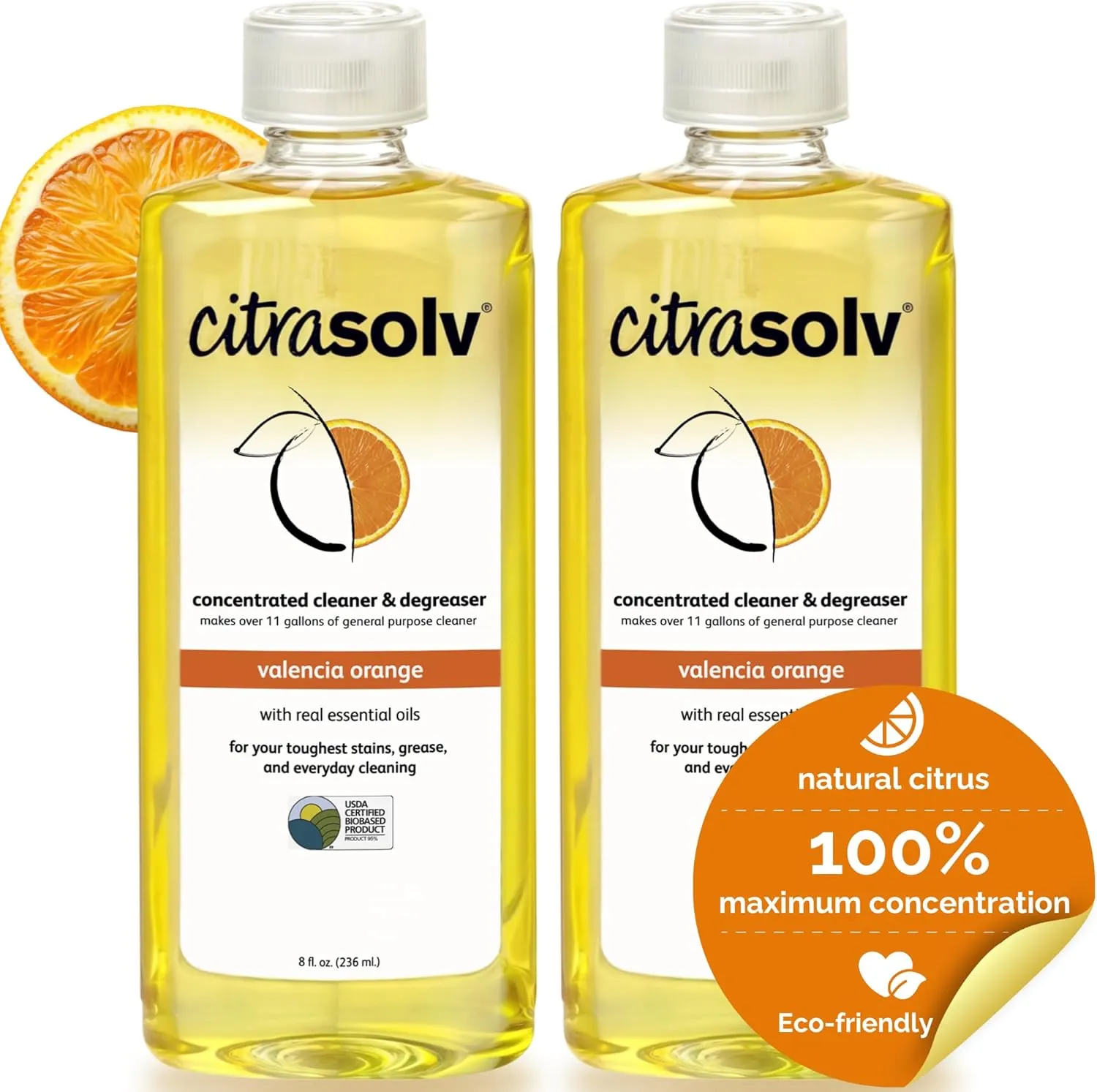 Citra Solv Concentrated Household Cleaner & Degreaser -Valencia Orange Scent 8 fl oz Safe, Effective, and Versatile Cleaning Solution, Natural Ingredients Non Toxic,Biodegradable, Made in USA (2)