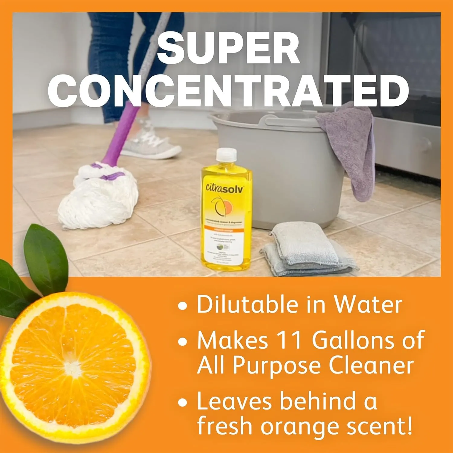 Citra Solv Concentrated Household Cleaner & Degreaser -Valencia Orange Scent 8 fl oz Safe, Effective, and Versatile Cleaning Solution, Natural Ingredients Non Toxic,Biodegradable, Made in USA (2)