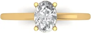 Clara Pucci 1.0 ct Oval Cut White Sapphire 14k Yellow Gold Solitaire Wedding Engagement Bridal Promise Ring
