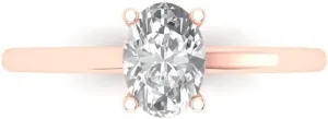 Clara Pucci 1.0 ct Oval Cut White Sapphire 14k Yellow Gold Solitaire Wedding Engagement Bridal Promise Ring