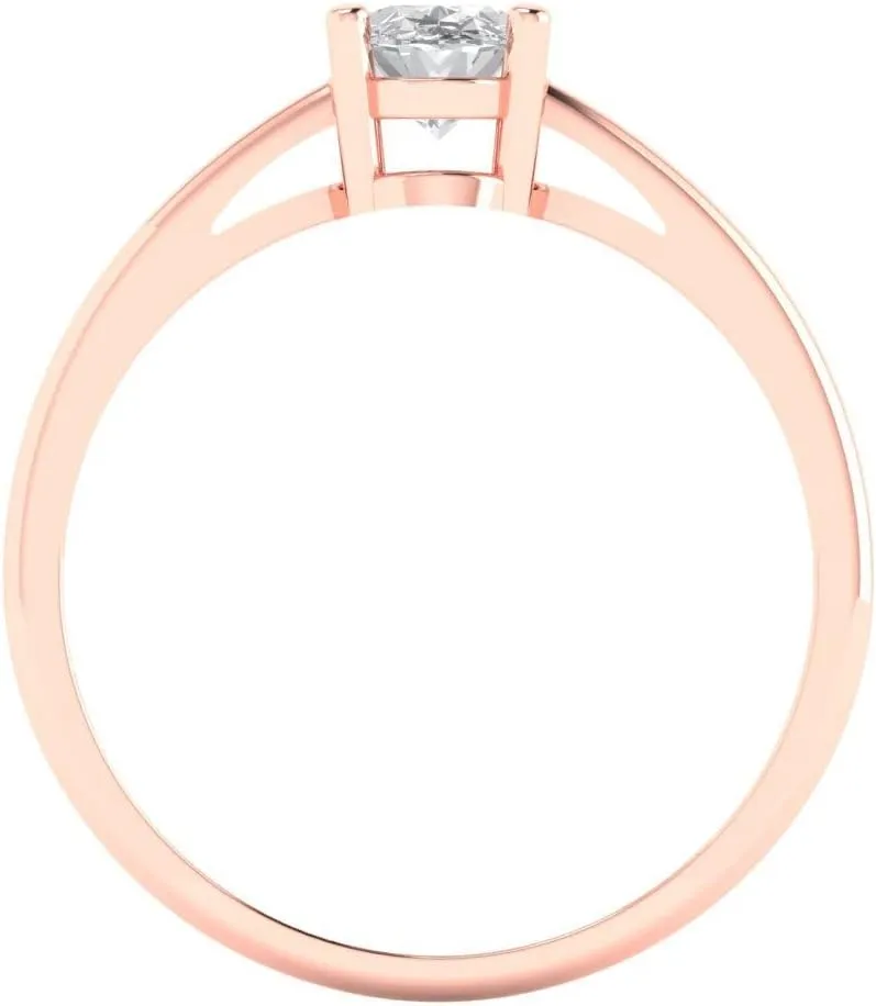 Clara Pucci 1.0 ct Oval Cut White Sapphire 14k Yellow Gold Solitaire Wedding Engagement Bridal Promise Ring