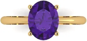 Clara Pucci 2 Ct Oval Cut VVS1 Natural Amethyst – Solitaire Statement Ring for Women – Solid 14K Yellow Gold – Birthstone Graduation or Anniversary Bridal Gift (Size)