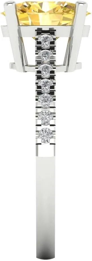 Clara Pucci 2.71ct Oval Cut Solitaire Canary Yellow Simulated Diamond Designer Anniversary Bridal Engagement Ring Real 14k White Gold