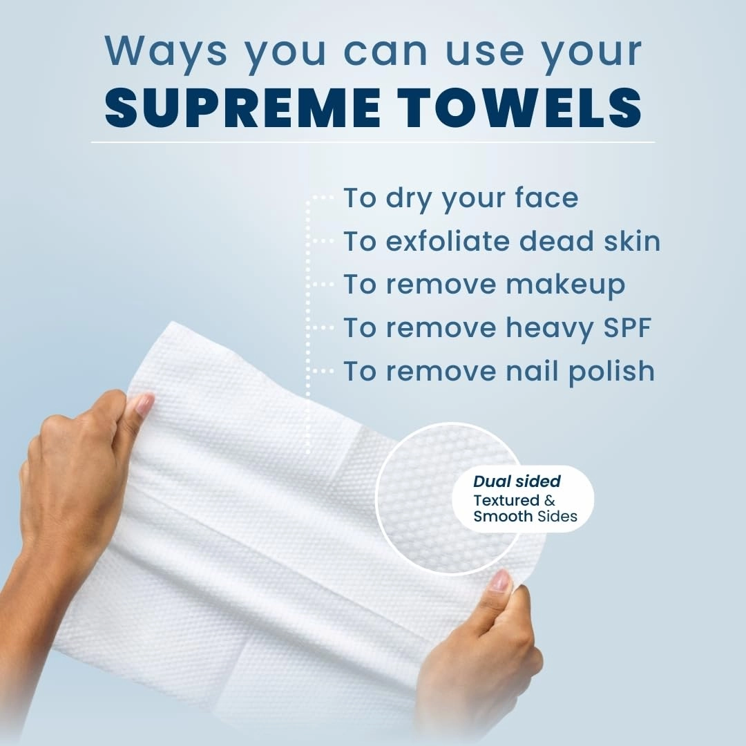 Clean Skin Club Clean Towels XL™ Supreme, 100% USDA Biobased Face Towel, Disposable Face Towelette, Eczema Association Accepted, Makeup Remover Dry Wipes, Ultra Soft, 50 Ct, 1 Pack