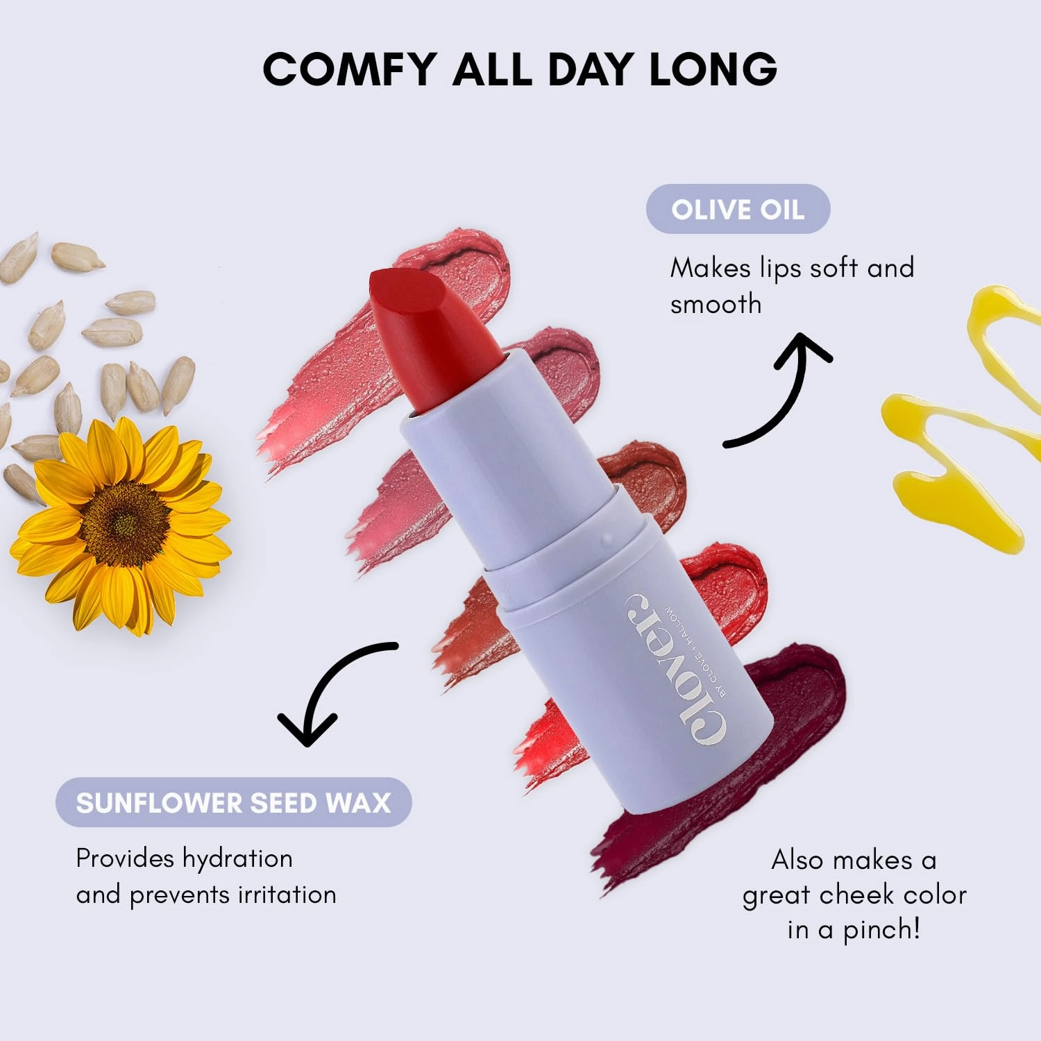 Clover Comfy Matte Lipstick | Non Drying, Moisturizing & Lightweight, High Pigmented Lipstick | Cruelty-Free & Vegan Lip Makeup | Shade - Retro