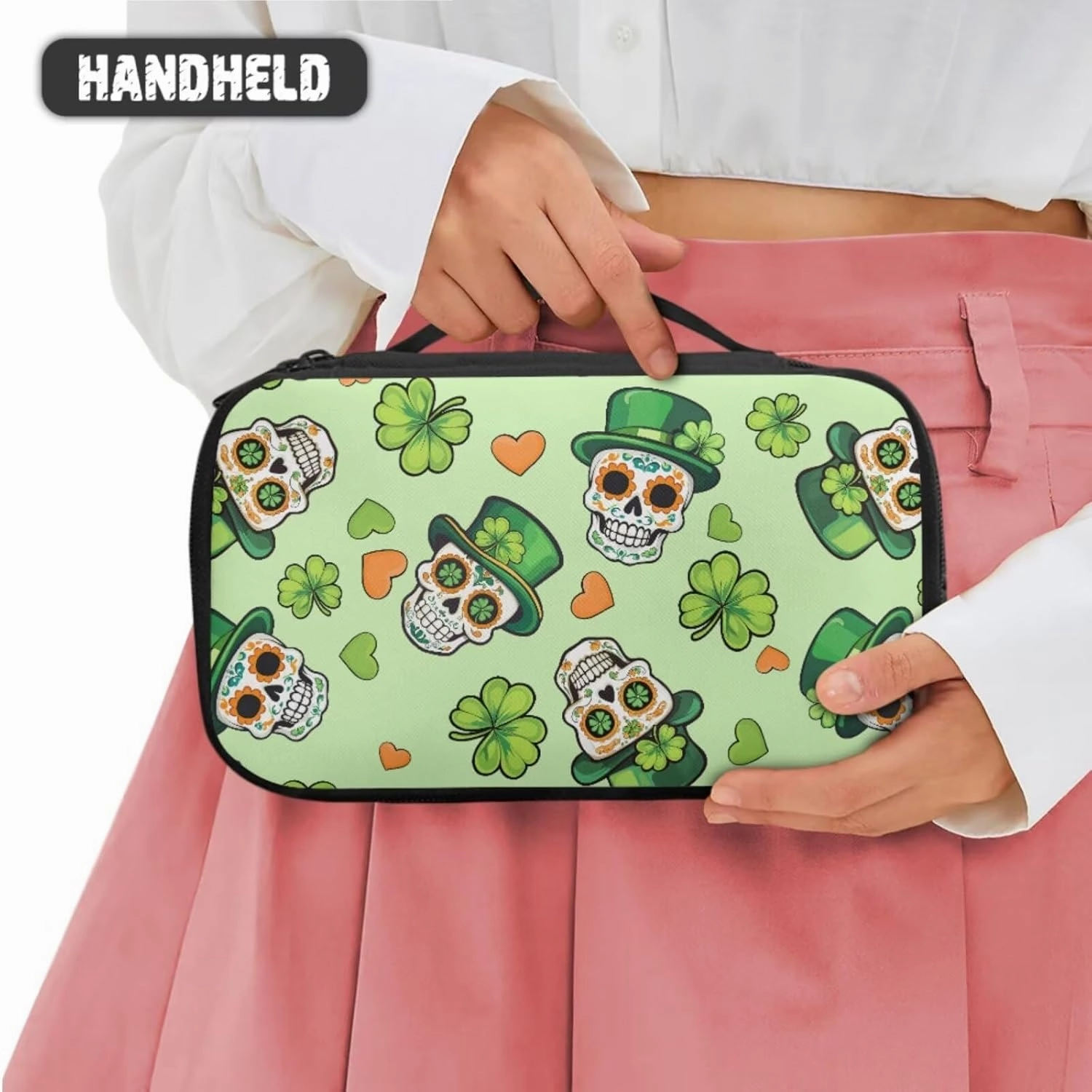 COEQINE 3 Pieces Makeup Train Case Green Leaves Skull Gothic Cosmetic Bag Elegant Roomy Makeup Case Lipstick Pouch Zipper With Compartment Leather Lipstic Makeup Brush Case With Coin Purse