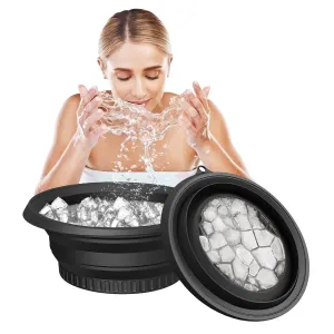 Collapsible Facial Ice Bath Bowl for Women - Premium Silicone Face Ice Therapy with Built-In Ice Tray, Portable Skin Tightening Treatment for Travel, Gym, Home Use