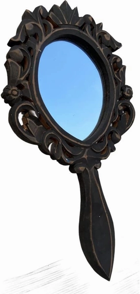 collectiblesBuy Beautiful Handheld Mirror Cosmetic Makeup Portable Travel Floral Design Mirror Decorative Tabletop Home and Table Décor