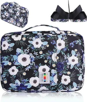 Colored Pencil Case 220 Slots Pen Holder,Waterproof Organizer Bag Portable Handy Painting Large Capacity Stationery Case For Watercolor Pens Or Markers And Stationery Supply (Anemone)