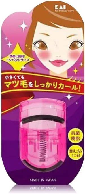 Compact Eyelash Curler Portable Lash Curler with 1 Silicone Refill Pads Makeup Tools Made in Japan
