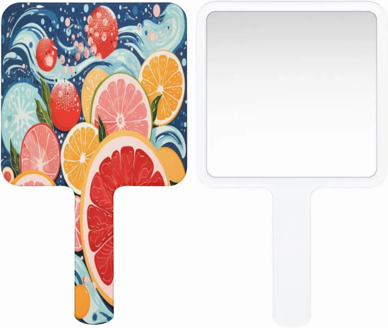 Compact Square Handheld Travel Mirror - 6.2x3.6 Inches, Ultra-Portable & Crystal-Clear, Cute Stuff for Women, Cartoon Oranges Makeup Mirror