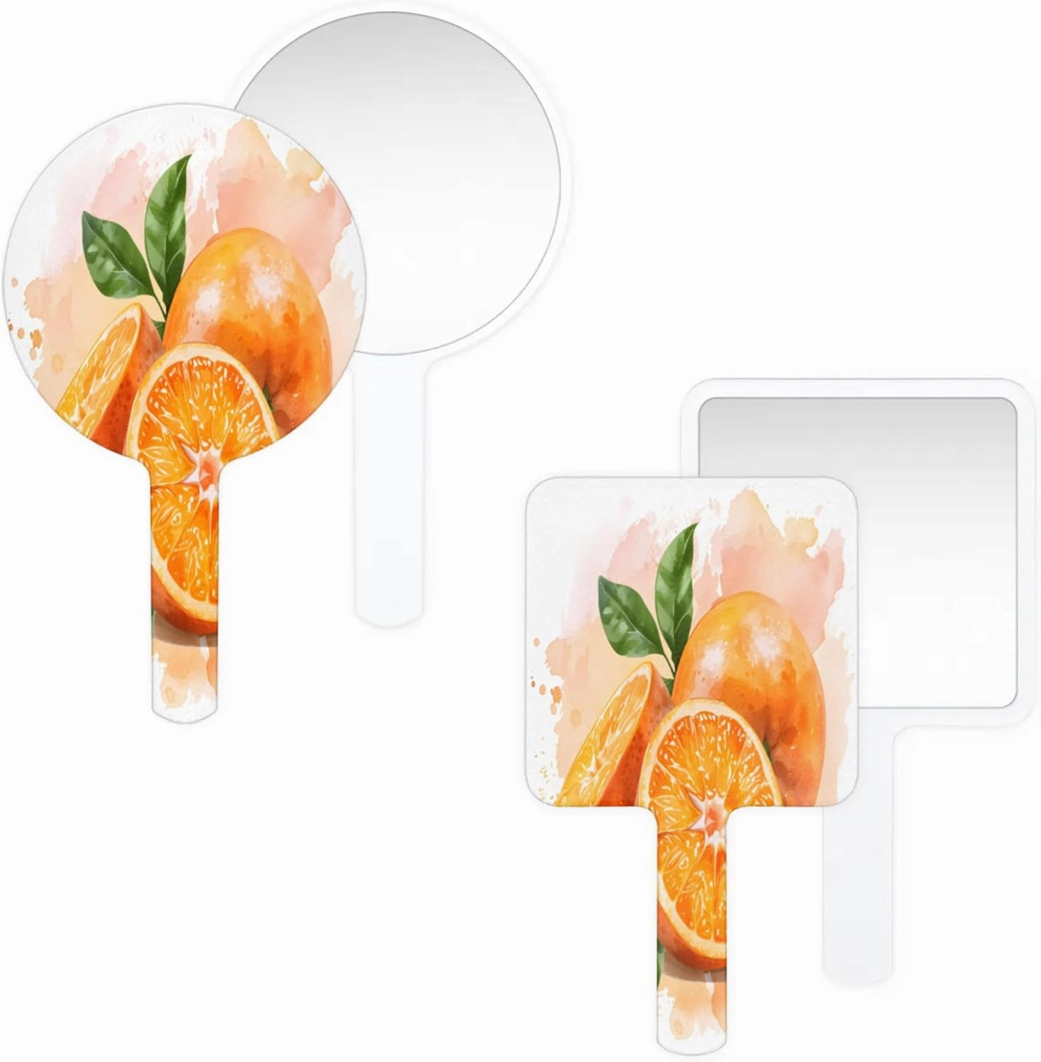 Compact Square Handheld Travel Mirror - 6.2x3.6 Inches, Ultra-Portable & Crystal-Clear, Cute Stuff for Women, Oil Painting Orange Makeup Mirror