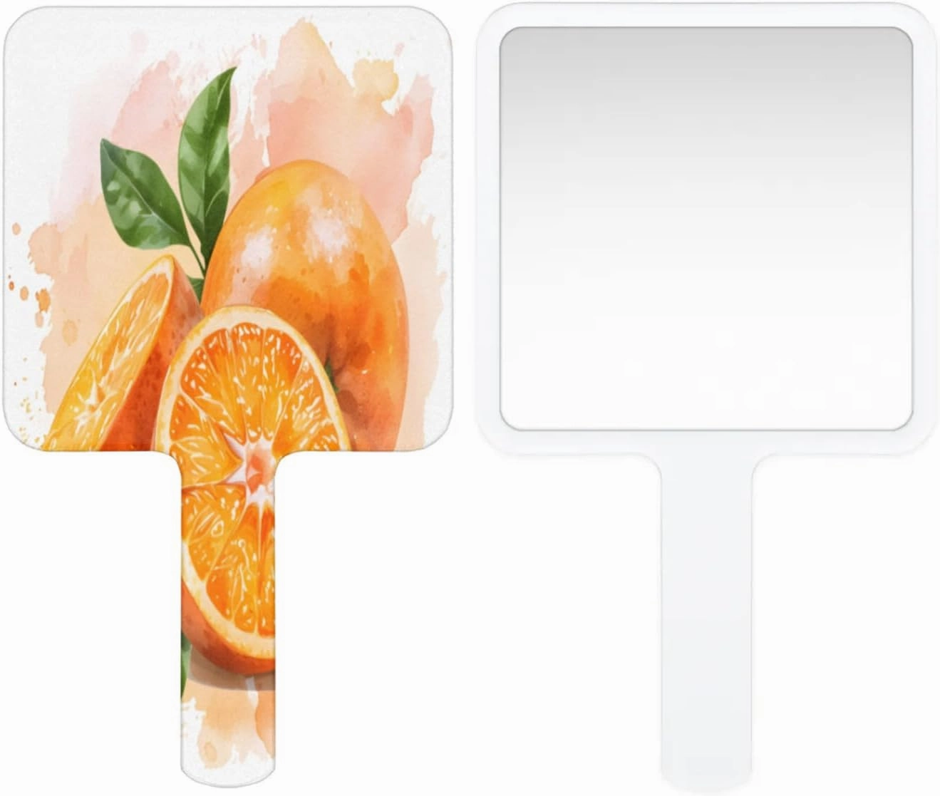 Compact Square Handheld Travel Mirror - 6.2x3.6 Inches, Ultra-Portable & Crystal-Clear, Cute Stuff for Women, Oil Painting Orange Makeup Mirror