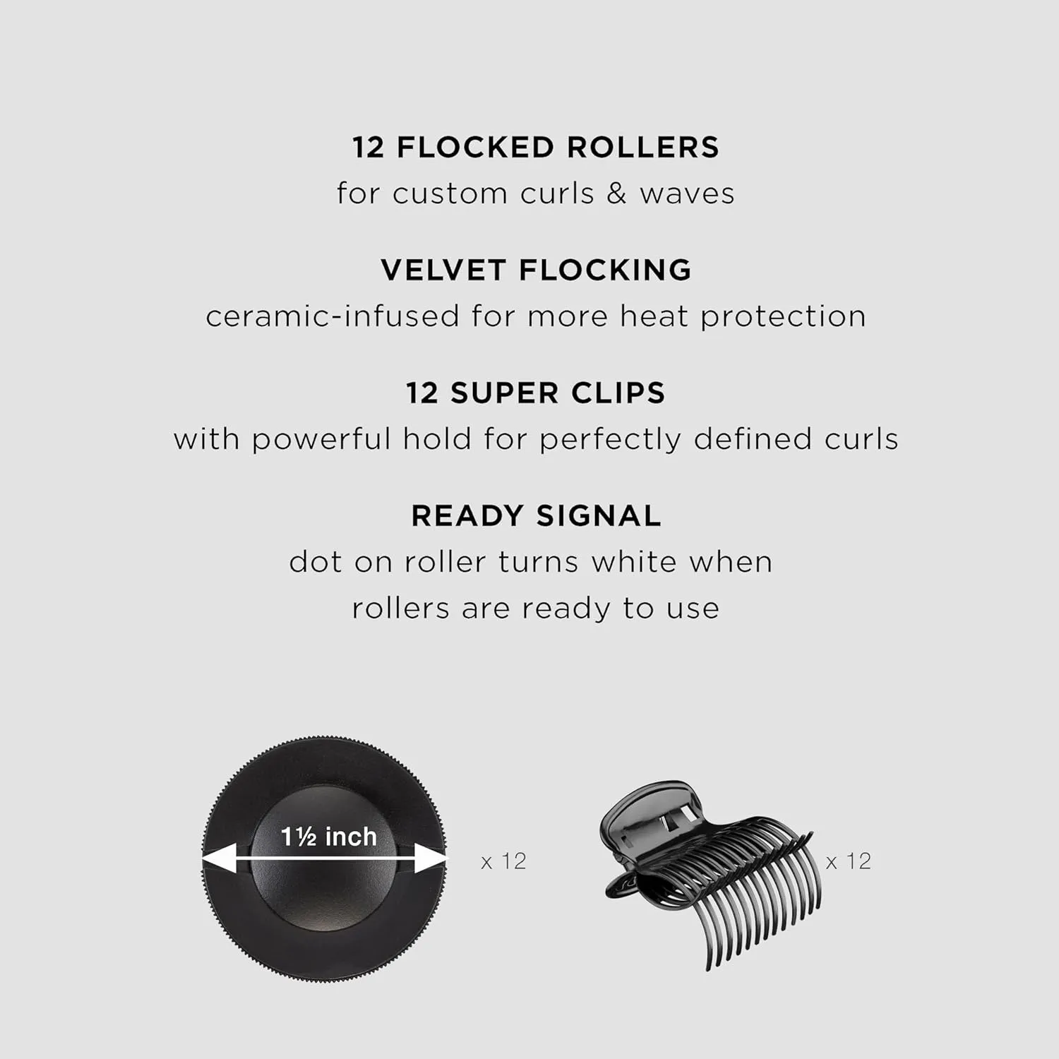 Conair Hot Rollers Hair Curlers for Long, Medium and All Hair | Heated Rollers with Hair Roller Clips Included | 1 1/2-inch Rollers | Amazon Exclusive