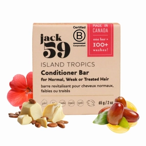 Conditioner Bar for Normal, Weak or Treated Hair – Island Tropics – with Bamboo Extract | Vegan | pH Balanced | Gluten-Free | Cruelty Free | Sulphate Free | No Parabens | Colour Safe | 2 oz