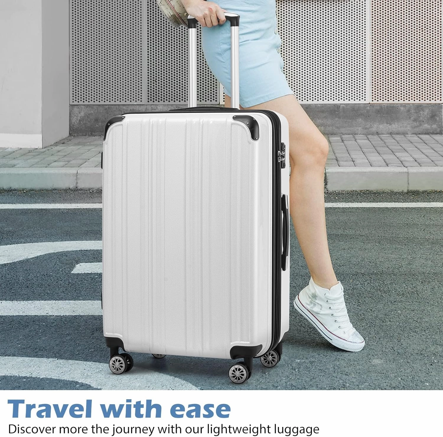 Coolife Luggage Expandable 5 Piece Sets PC ABS Spinner Suitcase 20 inch 24 inch 28 inch (wine wind new)