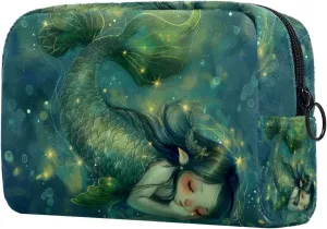 Cosmetic Bag Cartoon Star Mermaid Travel Makeup Bag Portable Travel Toiletry Bag Makeup Organizer Bag 7.3x3x5.1in