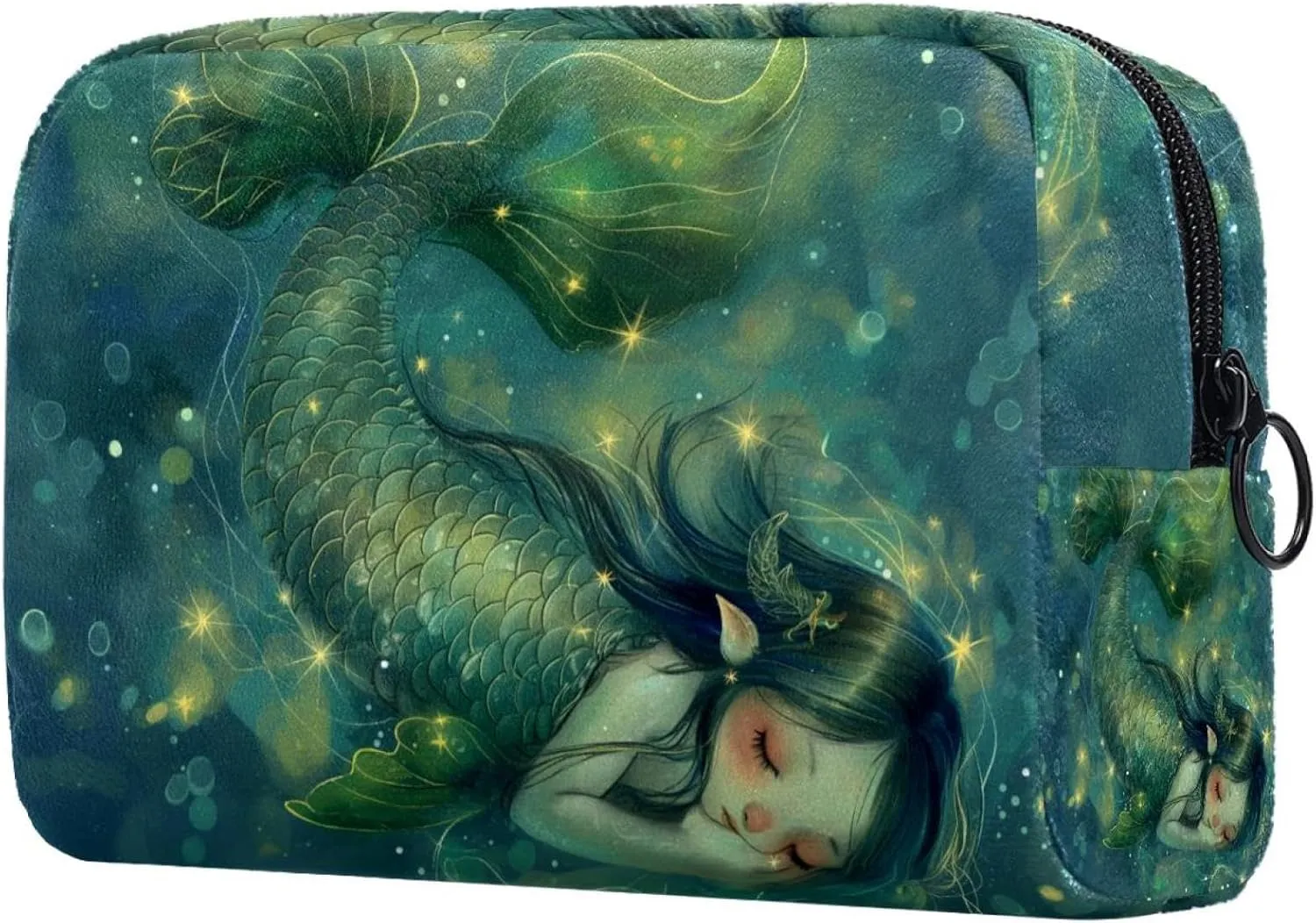 Cosmetic Bag Cartoon Star Mermaid Travel Makeup Bag Portable Travel Toiletry Bag Makeup Organizer Bag 7.3x3x5.1in