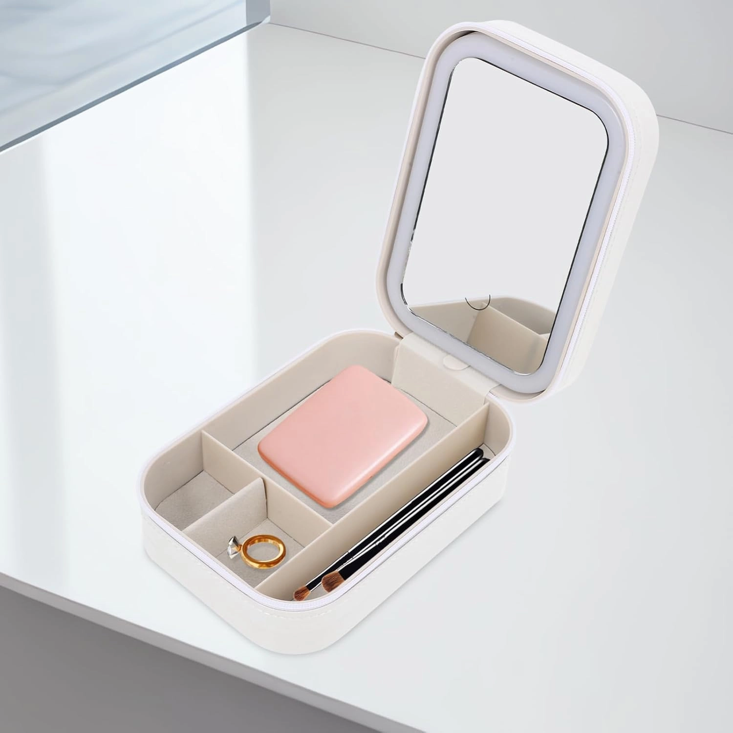 Cosmetic Storage Box Small Travel Makeup Organizer Makeup Holder Travel Makeup Case with Mirror Small Makeup Boxes Makeup Travel Organizer Small Makeup Travel Case