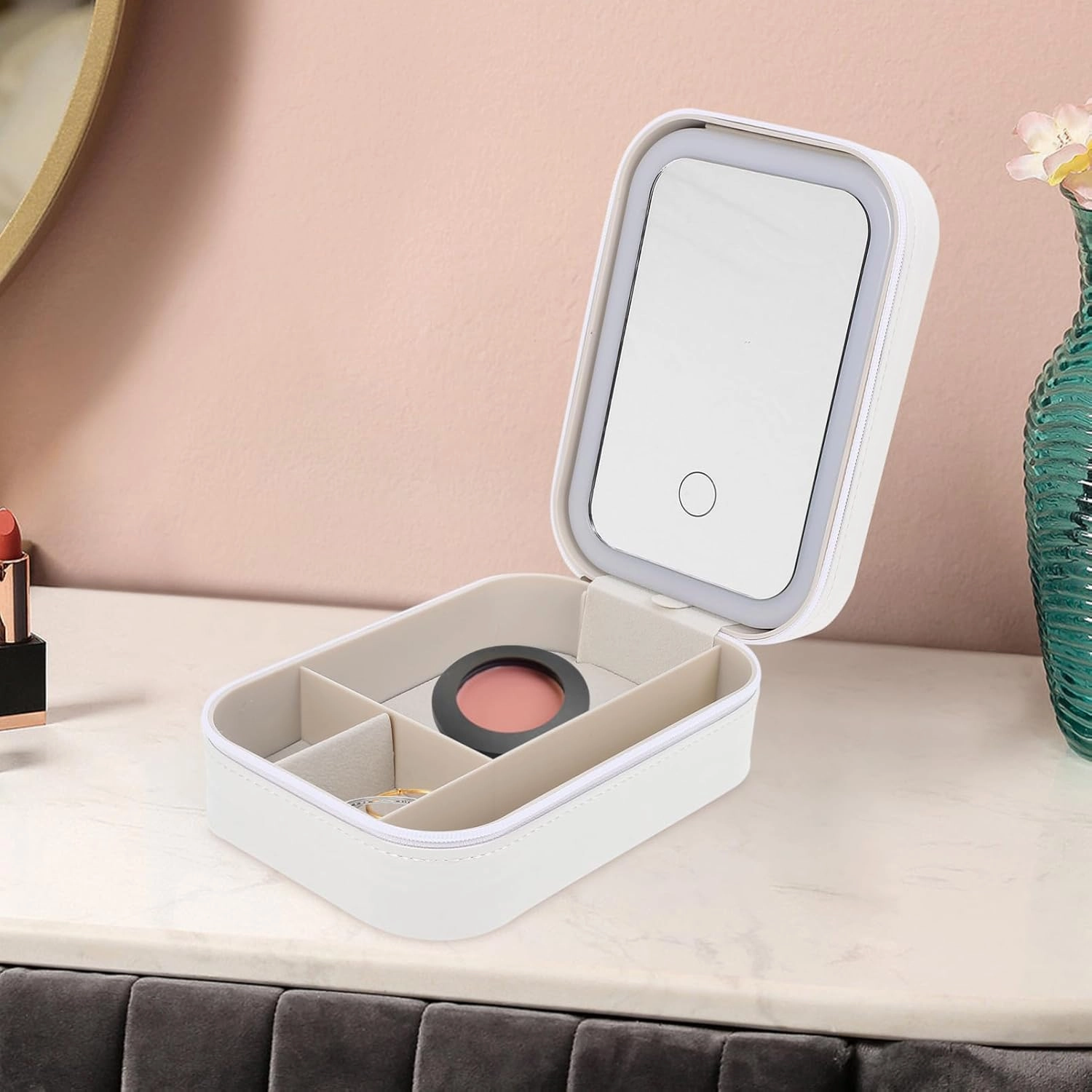 Cosmetic Storage Box Small Travel Makeup Organizer Makeup Holder Travel Makeup Case with Mirror Small Makeup Boxes Makeup Travel Organizer Small Makeup Travel Case