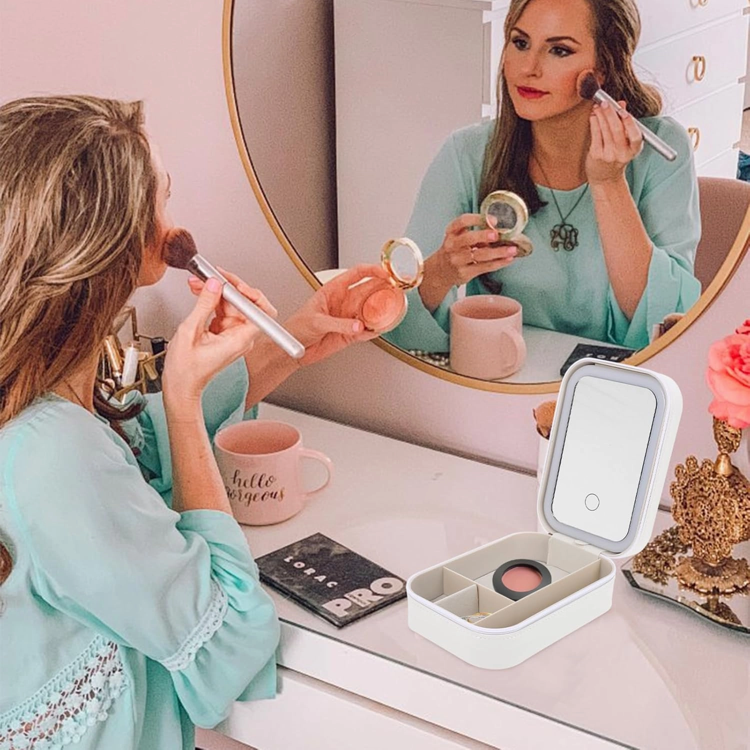 Cosmetic Storage Box Small Travel Makeup Organizer Makeup Holder Travel Makeup Case with Mirror Small Makeup Boxes Makeup Travel Organizer Small Makeup Travel Case