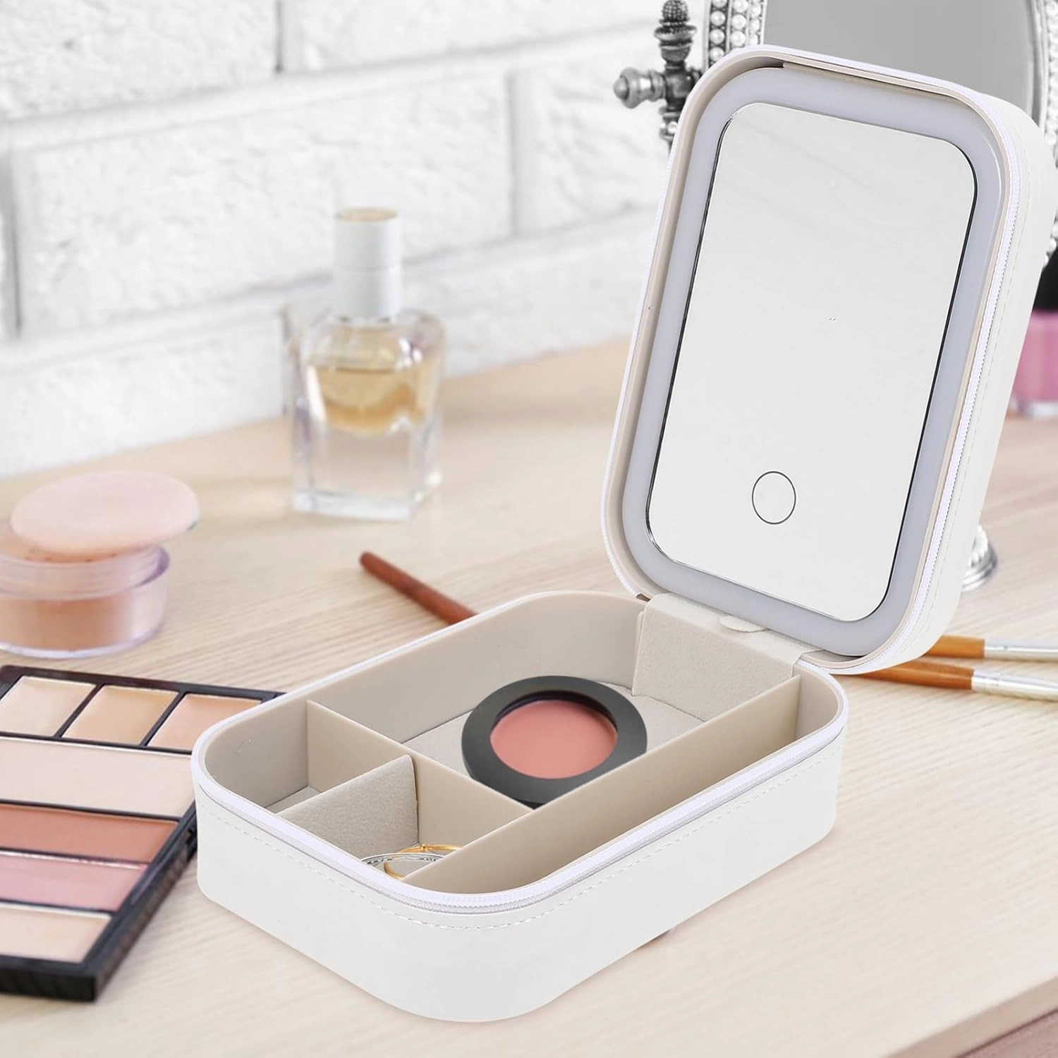 Cosmetic Storage Box Small Travel Makeup Organizer Makeup Holder Travel Makeup Case with Mirror Small Makeup Boxes Makeup Travel Organizer Small Makeup Travel Case