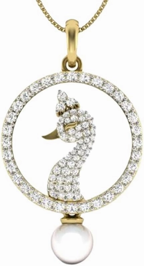 Cosmic Beauty Pendant in Gold Plated Silver with 2.005 Carat Oval & Round Moissanite & MOP (WITHOUT CHAIN)- 1-3mm - GH - VS Pendant for Men & Women|PE_NK_1467