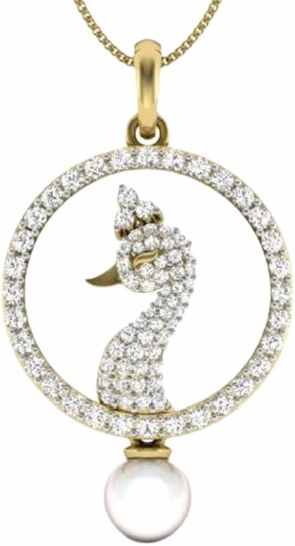 Cosmic Beauty Pendant in Gold Plated Silver with 2.005 Carat Oval & Round Moissanite & MOP (WITHOUT CHAIN)- 1-3mm - GH - VS Pendant for Men & Women|PE_NK_1467