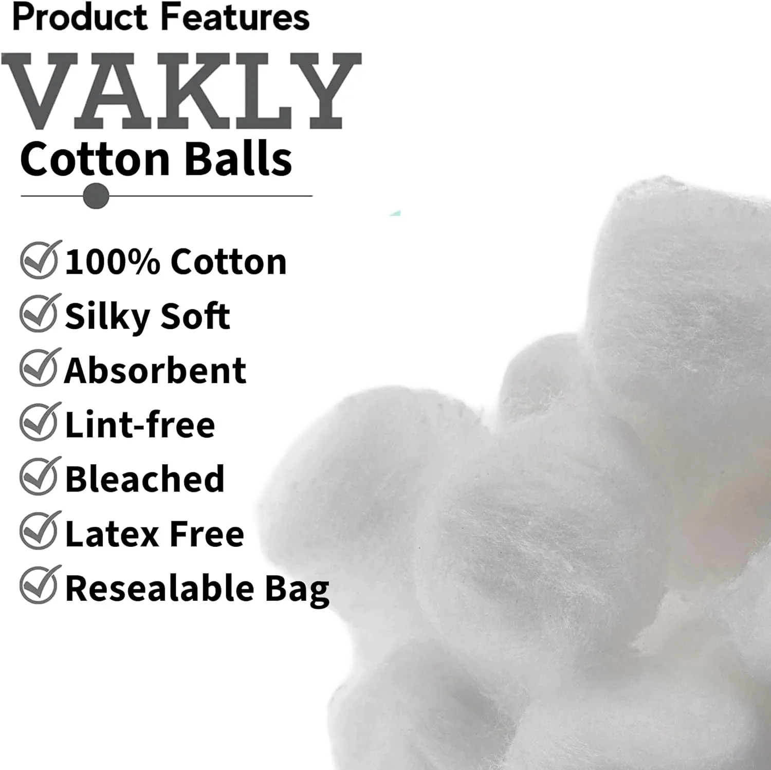 Cotton Balls [Pack of 2000] Medium Non-Sterile Absorbent 100% Cotton Prepping Balls for Make-Up, Nail Polish Removal, Applying Oil Lotion or Powder, Crafts