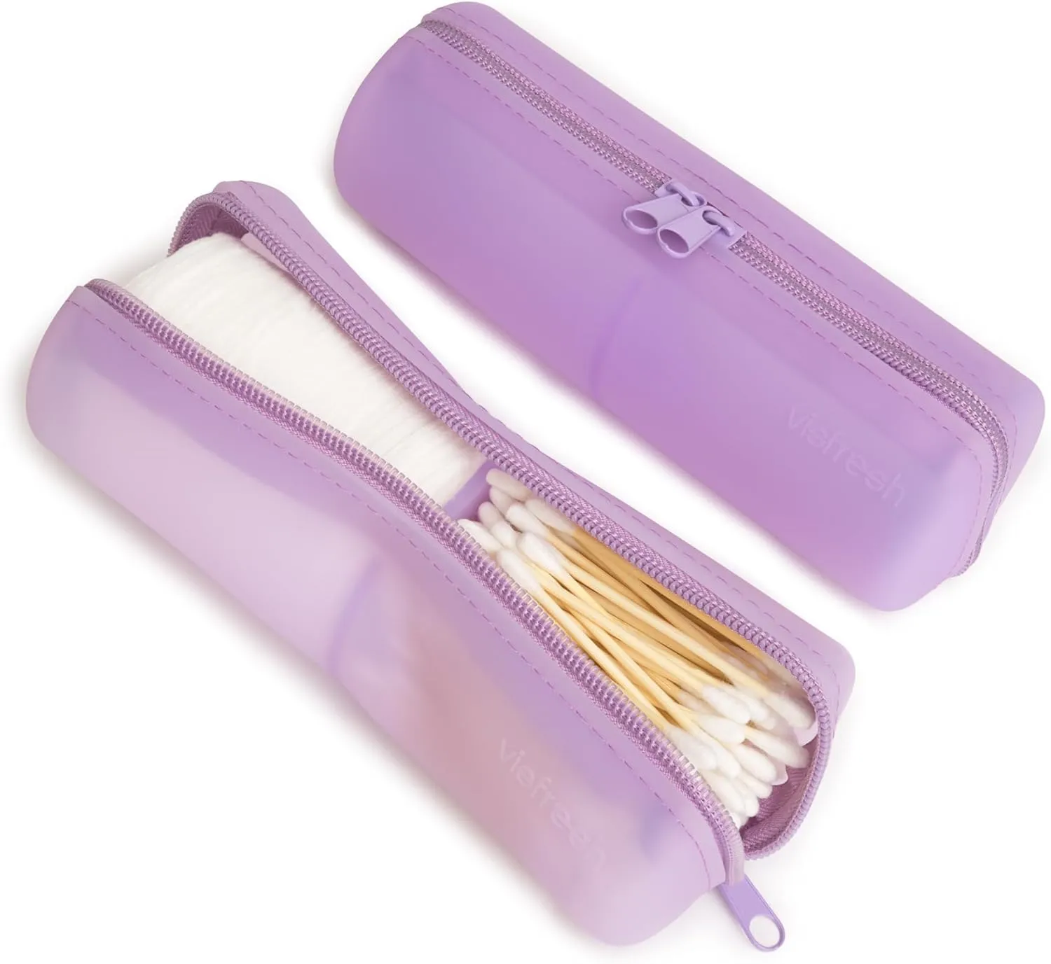 Cotton Round Swab Travel Case, 2 in 1 Portable Hair Accessories Organizer, Hair Tie Organizer, Hair Tie Holder, Bobby Pin Holder, Travel Qtips Case, Purse Organization, Floss Holder (Purple)