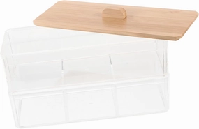 Cotton Pad Box with Lid Makeup Holder and Cotton Swab Dispenser for Tidy Vanity Organization Space Saving Design for Bathroom and Makeup Table
