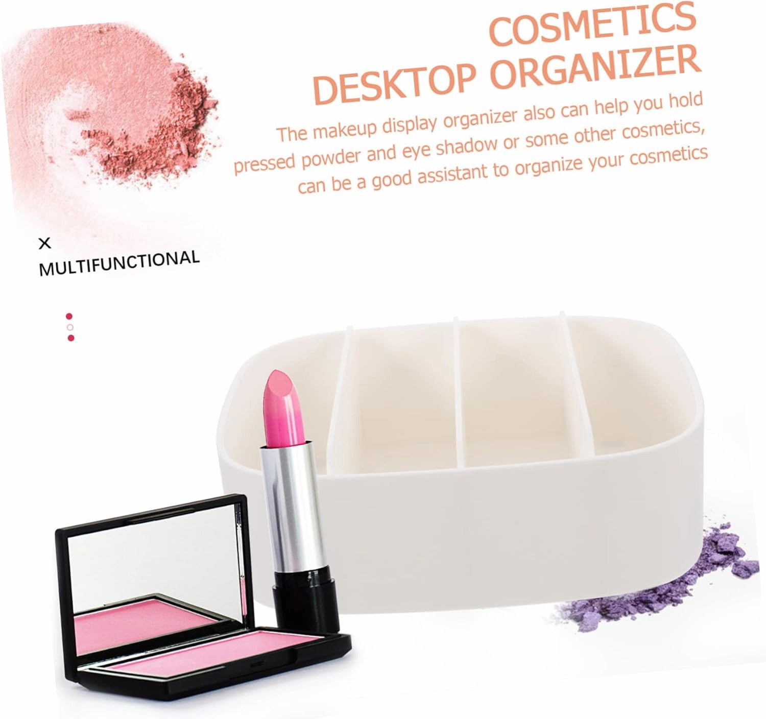 Counter Makeup Organizer Box 4 Divided Eyeshadow Palette Holder Dustproof Storage Box
