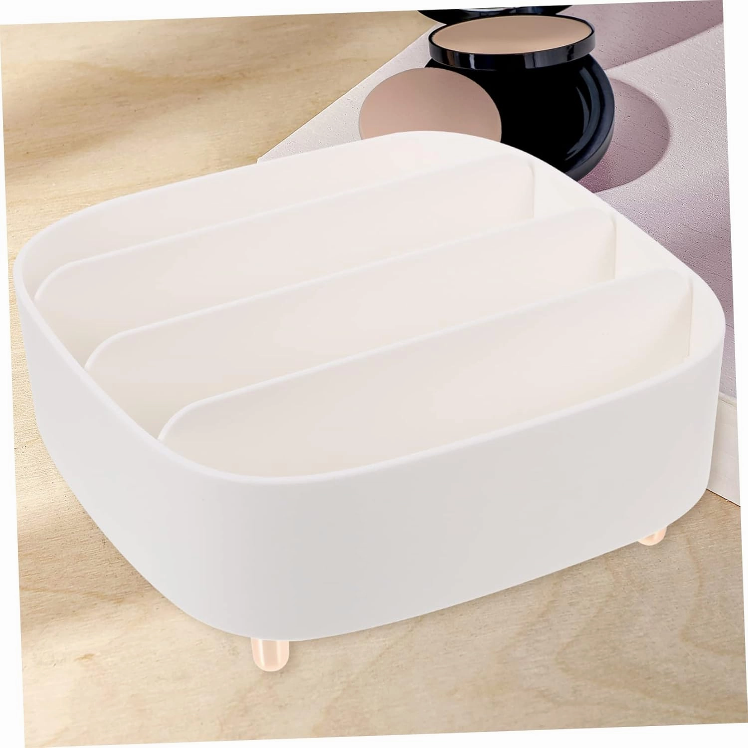 Counter Makeup Organizer Box 4 Divided Eyeshadow Palette Holder Dustproof Storage Box