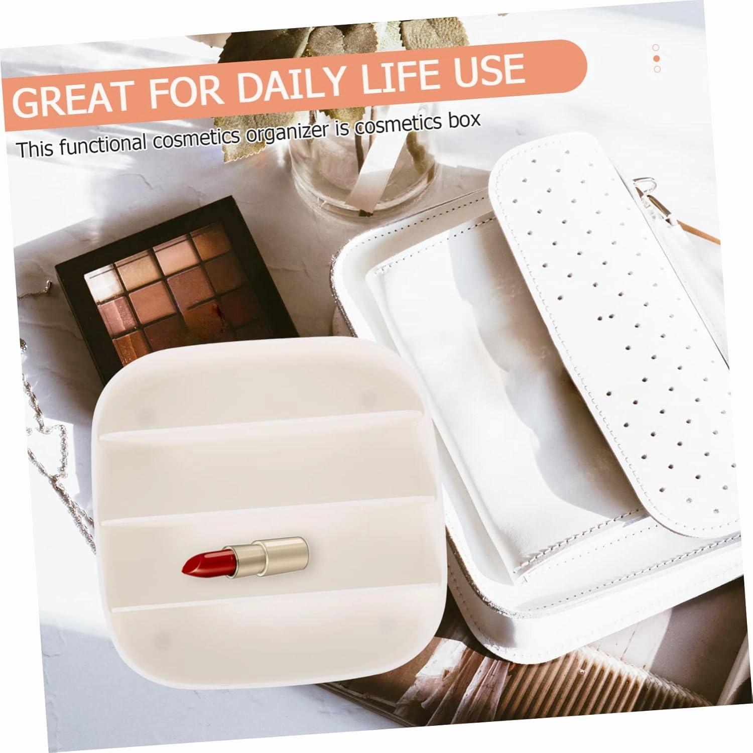 Counter Makeup Organizer Box 4 Divided Eyeshadow Palette Holder Dustproof Storage Box