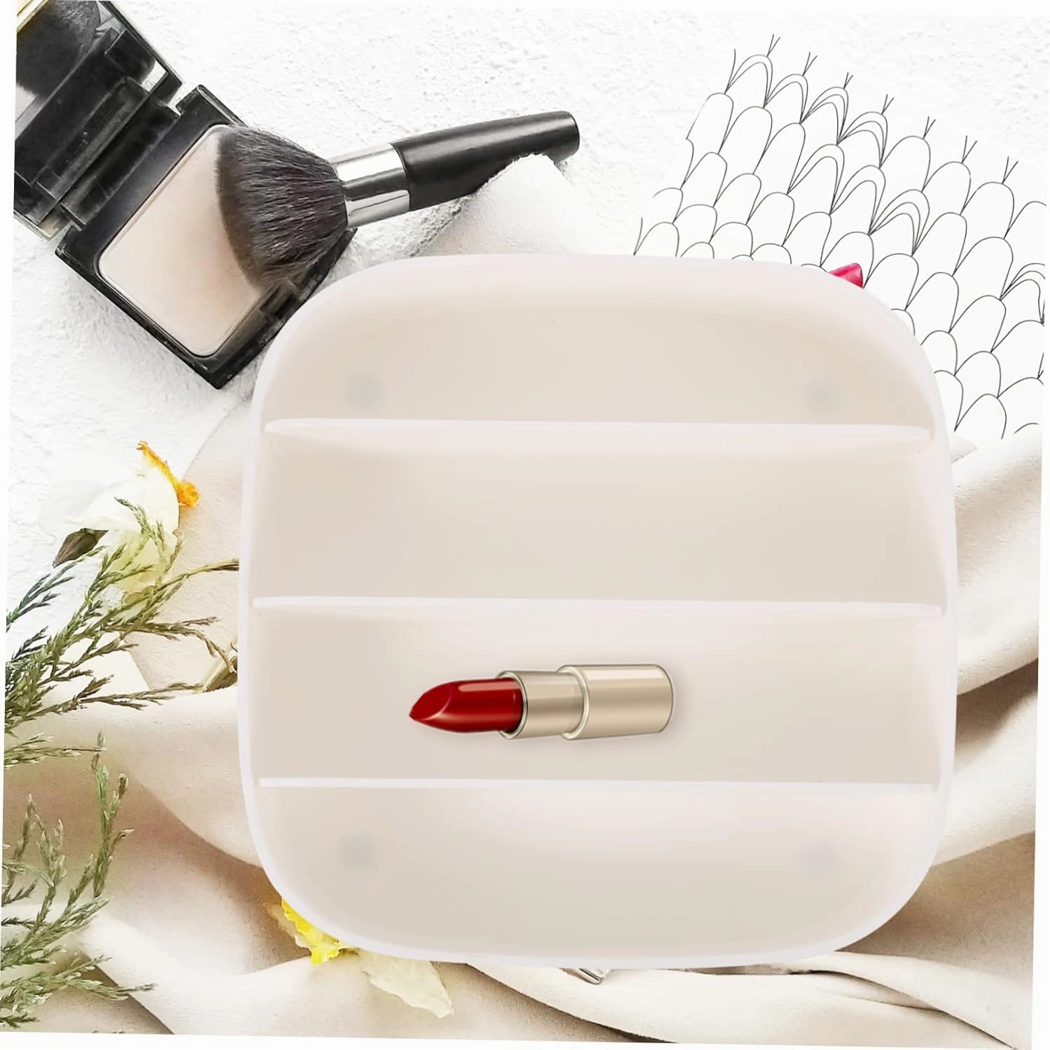 Counter Makeup Organizer Box 4 Divided Eyeshadow Palette Holder Dustproof Storage Box