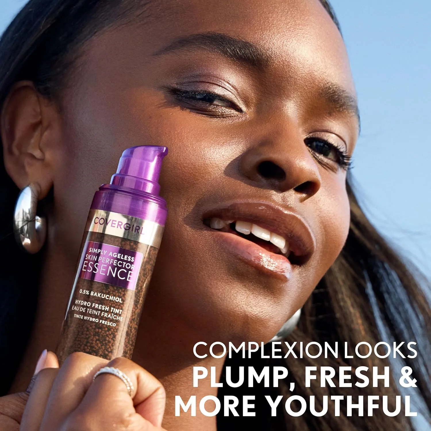 Covergirl Simply Ageless Skin Perfector Essence Foundation, 60 Tan, Tinted Skin Perfector, Skincare Makeup Hybrid, Sheer Tint, Radiant Finish, Skin-Like Finish, Vegan Formula, 1.0oz